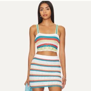 SOLID & STRIPED Colorful Crochet Mini Skirt